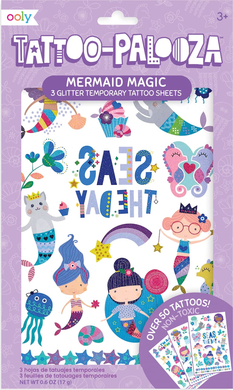 OOLY Tattoo-Palooza Mermaid Magic Temporary Glitter Tattoo Set